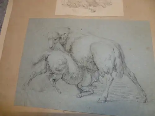 Bidermann Johann Jacob 1763 Winterthur-1828 Zürich  signiert,  datiert 1815 " Mutterschaaf und ihr Jungtier trinkend im Lauterbrunnental"