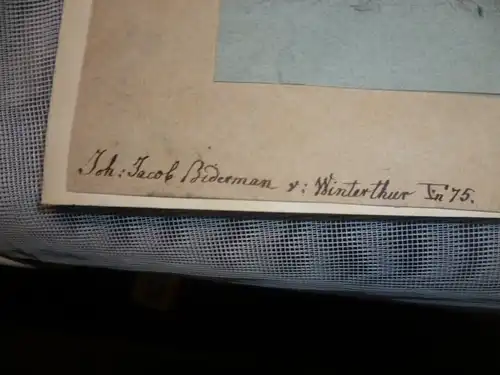Bidermann Johann Jacob 1763 Winterthur-1828 Zürich  signiert,  datiert 1815 " Mutterschaaf und ihr Jungtier trinkend im Lauterbrunnental"