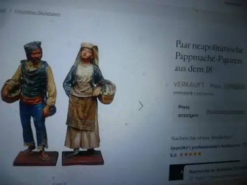 VERKAUFT!        1 Paar frühe Sonneberg Krippenfiguren -Puppen Deutschland, um 1800+/-. Trachtenpaar. wohl Neapolitanische-Figuren