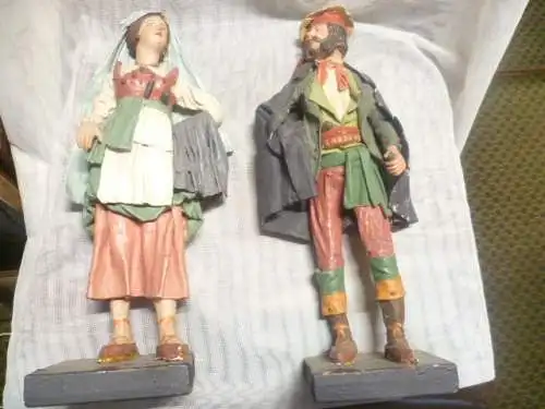 VERKAUFT!        1 Paar frühe Sonneberg Krippenfiguren -Puppen Deutschland, um 1800+/-. Trachtenpaar. wohl Neapolitanische-Figuren