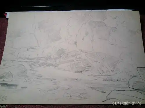 Eduard Charlemont 1842 -Wien- 1906  " Romantischer Bachlauf " um 1870