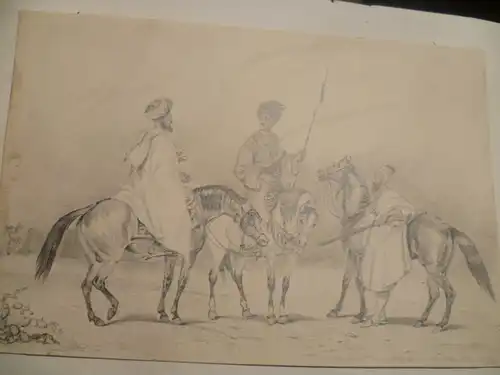 Charles Hamilton Smith 1776 Ostflandern -1859 Plymouth  " Orientalische Scene mit Sultan und seinem Gefolge hoch zu Pferd" signiert C. Hamilton datiert 1836