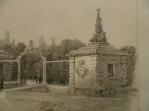 Nicolas Joseph Kellin 1788 -Samer bei Boulogne -1858   "Spaziergänger vor Schloss Versaille am Eingang des goldenen Tores" signiert J.Kellin um 1830 