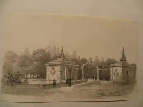 Nicolas Joseph Kellin 1788 -Samer bei Boulogne -1858 "Promeneure vor dem Schloss Versailles am Eingang zum Goldenen Tor" signiert J.Kellin um 1830 