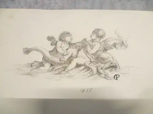 Eduard Karl Gustav Pistorius1796-Wien-1862  " Putti mit Wels " signiert datiert 1815