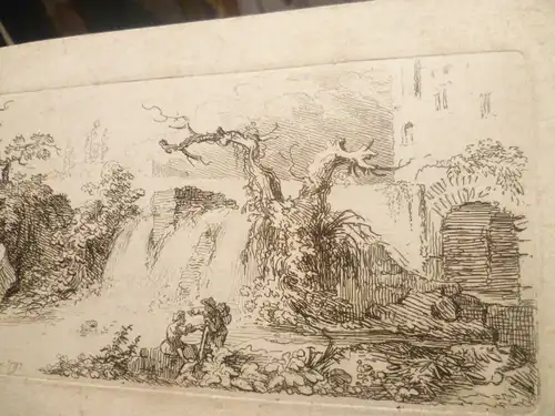 Joseph Fischer 1769 Wien 1822 " Ideallandschaft  Bauernpaar an einer Wassermühle und  Wasserfall " signiert datiert 1797