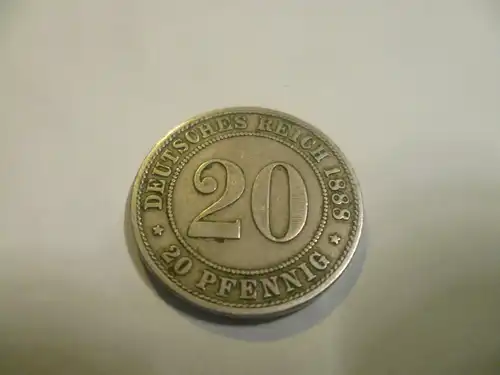 20 Pfennig Silber Münze Deutsches Reich 1888 D