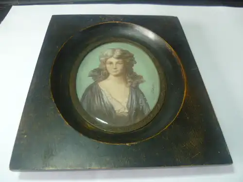Portrait Miniatur auf Elfenbein um 1840 signiert Bergers " Dame im Dreiviertelportrait"