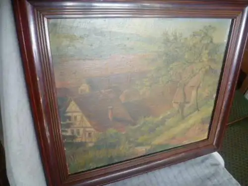 Maulbronn Klosteranlage Gemälde Öl auf Malpappe  um 1900