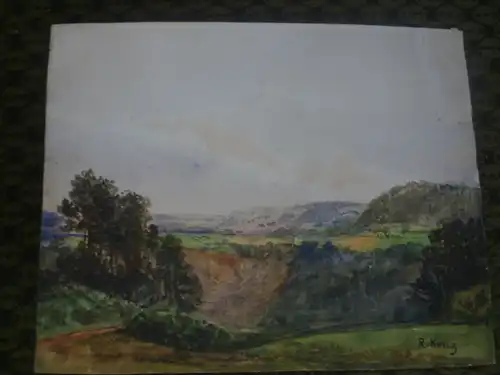 Reinhard Kurz 1836 - 1906 "Blick auf eine Burg an einem Bach und Landschaftsaquarell" sig. datiert 1906