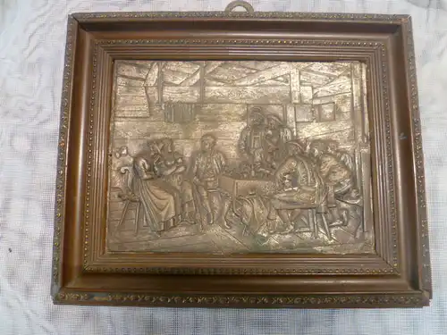 Franz Defregger, ab 1883 Ritter von Defregger 1835 -1921 " Wirtshausscene " Kupferplatte gerahmt