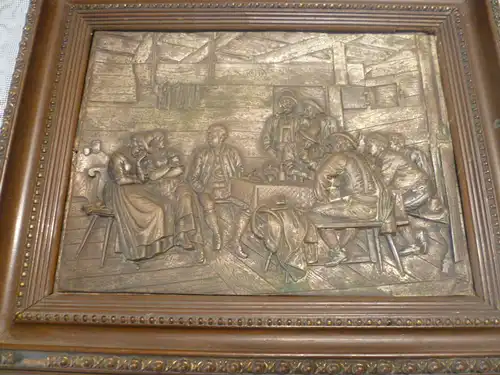 Franz Defregger, ab 1883 Ritter von Defregger 1835 -1921 " Wirtshausscene " Kupferplatte gerahmt