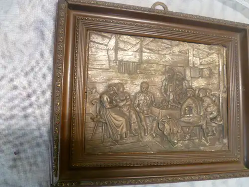 Franz Defregger, ab 1883 Ritter von Defregger 1835 -1921 " Wirtshausscene " Kupferplatte gerahmt