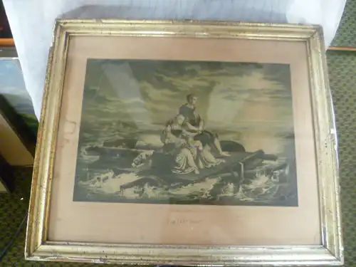 Biedermeier Lithographien original gerahmt aus der Zeit um 1850 - 1870 Frankreich " Die letzte Nacht"