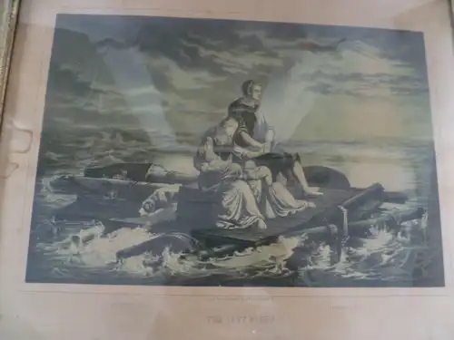 Biedermeier Lithographien original gerahmt aus der Zeit um 1850 - 1870 Frankreich " Die letzte Nacht"