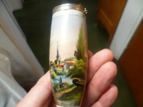 Pfeifenkopf Stadtansicht von Tübingen Biedermeier um 1840-1860 Länge   14 cm