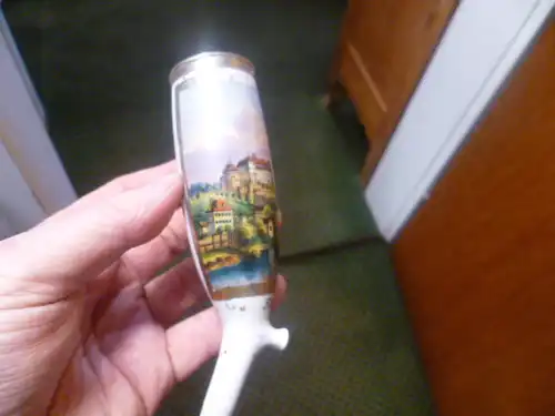 Pfeifenkopf Stadtansicht von Tübingen Biedermeier um 1840-1860 Länge   14 cm