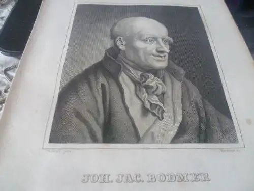 Johann Jakob Bodmer 1698 Greifensee- 1783 Zürich war ein Schweizer Philologe "Dreiviertelportrait" 
