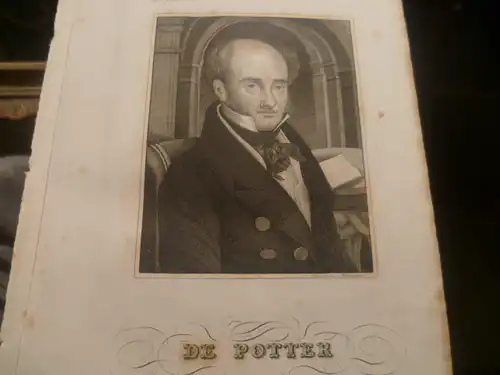 Porträt des Louis Joseph Antoine de Potter (1786 - 1859), Politiker, ca. 1850 "Dreivietelportrait" Stahlstich gestochen von Ferdinand BAHMANN (* um 1800, Hildburghausen?)