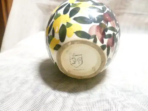 SMF Jugendstil seltene Ballonvase  Ballonvase Goldregen etc  Höhe: 10,5 cm Design von Eva Ziesel Stricker