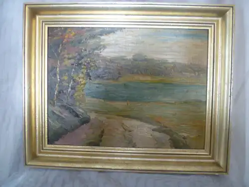 " Paar am See "  Impressionistisches akademisches kleines Ölgemälde auf Malkarton im originalem Rahmen um 1950 Jahre Masse gerahmt 29 cm X 36,5cm Gemälde alleine: 30 cm x 23 cm  Ich möchte gerne 59 Euro von Ihnen haben inclusive versichertem...