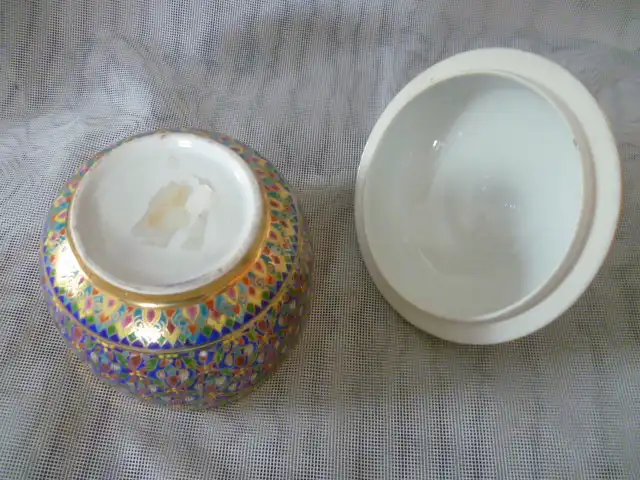 THAI BENJARONG Porzellan Portraitdose KÖNIG VON SIAM RAMA V CHULALONGKORN L KERAMIK VINTAGE Art Deko Vintage um 1940-48 Portrait :König Chulalongkorn von Thailand (1853-1910) 5