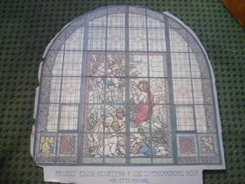 Otto Kemmer Prof, 1853 Tauberbischofsheim - 1931 Karlsruhe  Fenstermalerei Entwürf der Lvther Kirche in Freiburg  i. B. 