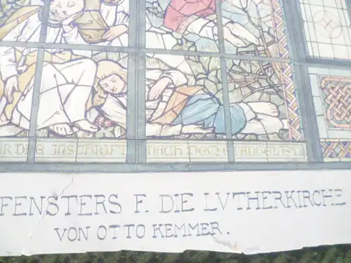 Otto Kemmer Prof, 1853 Tauberbischofsheim - 1931 Karlsruhe  Fenstermalerei Entwürf der Lvther Kirche in Freiburg  i. B. 