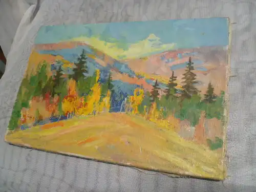 Romanov Nikola Dimitrijewitsch =" Karpartenlandschaft im Herbst" signiert und datiert 2006 Akademie : in Russland in der Stadt SIMFEROPOL Krim Kunstakademie Samokisch N.S