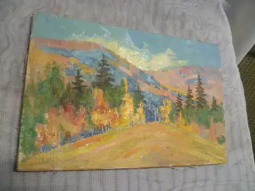 Romanov Nikola Dimitrijewitsch =" Karpartenlandschaft im Herbst" signiert und datiert 2006 Akademie : in Russland in der Stadt SIMFEROPOL Krim Kunstakademie Samokisch N.S