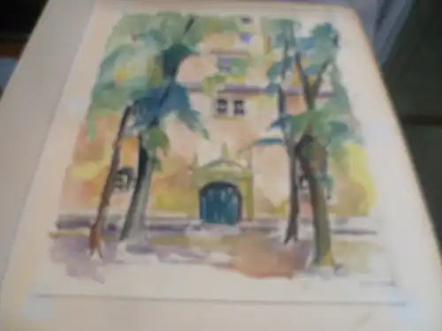 Prof. Hermann Flesche Aquarell   " Prunkfassde einer Villa Petritorwall Braunschweig" um 1930 link unten signiert 