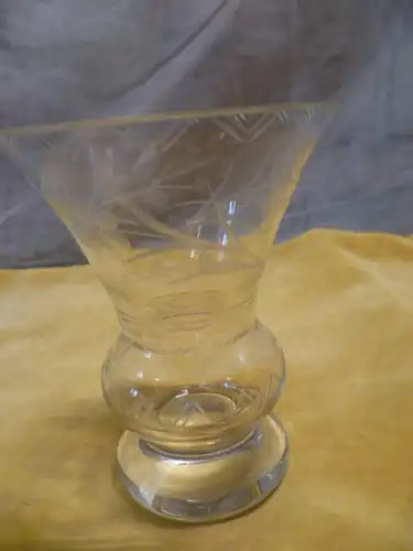 Kristallglas Vase Vintage Nierentisch Ära 50 er feines Schliffdekor