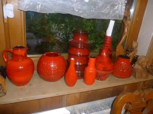 Bitossi Aldo Londi Nierentisch Ära Scheurich 70 Vintage Sparschwein in Ferrarirot  naturalistische Ausformung 