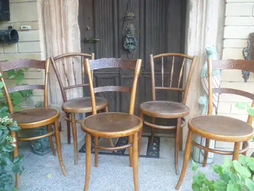 J J Kohn/Jacob & Josef Kohn/Thonet 1914 Kaffeehaus Satz 3 Stühlen+ Satz 2 Stühle geprägtes Holz  im originalen unbenutztem Zustand eine Rarität !