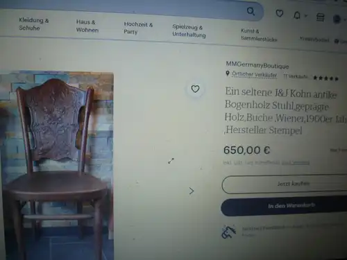 J J Kohn/Jacob & Josef Kohn/Thonet 1914 Kaffeehaus Satz 3 Stühlen+ Satz 2 Stühle geprägtes Holz  im originalen unbenutztem Zustand eine Rarität !