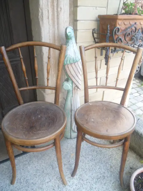 J J Kohn/Jacob & Josef Kohn/Thonet 1914 Kaffeehaus Satz 3 Stühlen+ Satz 2 Stühle geprägtes Holz  im originalen unbenutztem Zustand eine Rarität ! 4