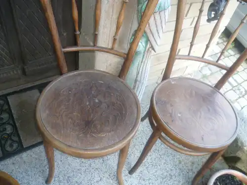 J J Kohn/Jacob & Josef Kohn/Thonet 1914 Kaffeehaus Satz 3 Stühlen+ Satz 2 Stühle geprägtes Holz  im originalen unbenutztem Zustand eine Rarität !