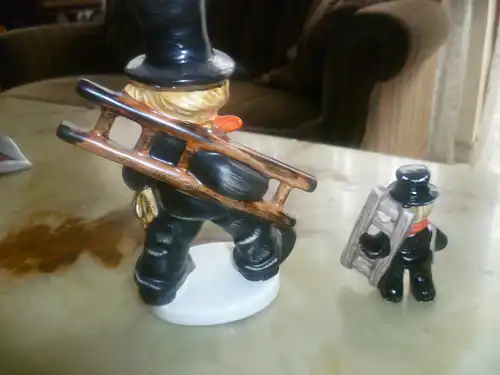 Konvolut 2 Stück Goebel Vintage 60er Schornsteinfeger 10 740 12 signiert : AL  handbemalt H: 14 cm 