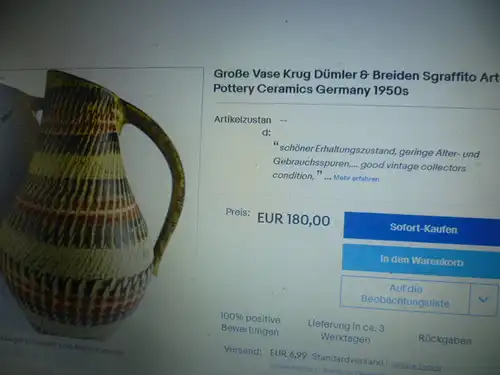 Art Deko Dümler & Breiden  signierte  H !geritzte Kammdekor  Keramikvase  Sgraffito 276-30  H 31 cm Vitrinenstück  Kunstkeramikfabrik, Höhr-Grenzhausen