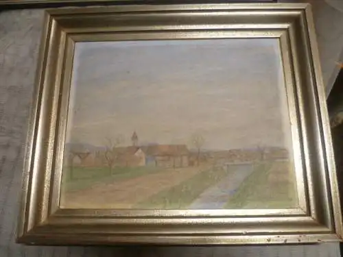 Heinrich Appenzeller 1891 Zürich 1956  " Ansicht Kloten" Neoimpressionistischer Malstil