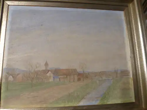 Heinrich Appenzeller 1891 Zürich 1956  " Ansicht Kloten" Neoimpressionistischer Malstil