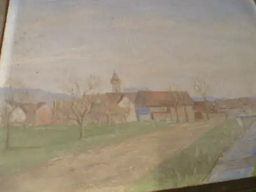 Heinrich Appenzeller 1891 Zürich 1956  " Ansicht Kloten" Neoimpressionistischer Malstil
