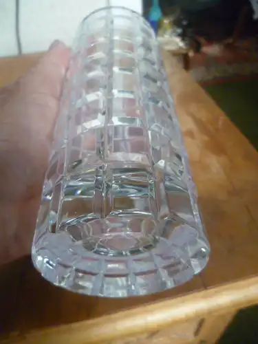 Kristallglas Vase geschliffen mit Silber Montur von der Silbermanufaktur Lutz&Weiß Pforzheim um 1960-70 H: 20 cm aus der Vitrine Herstellerpunze: Ligiertes Monogramm "LW"