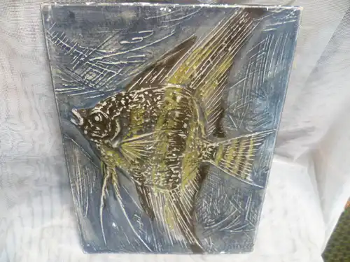 Kahaku Shinko Wandkachel Fisch Modern Art 1960-70
