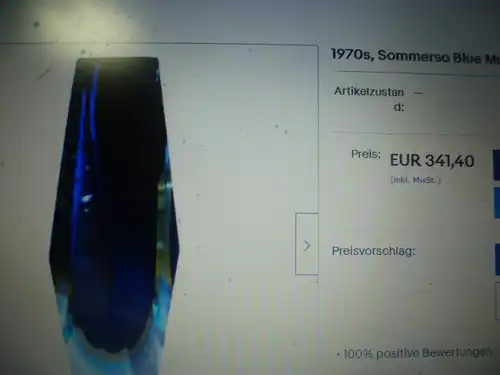 Flavio Poli für Seguso Ashtray oder Vide Epoche 1960-1969 Murano Blockvase Sommerso Vase eckig