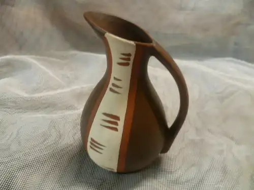 Kleine Vintage Überlacker 303-10 Keramik Vase Schwanenhenkel Rockabilly Ära Lackierung  H: 1o,5 cm