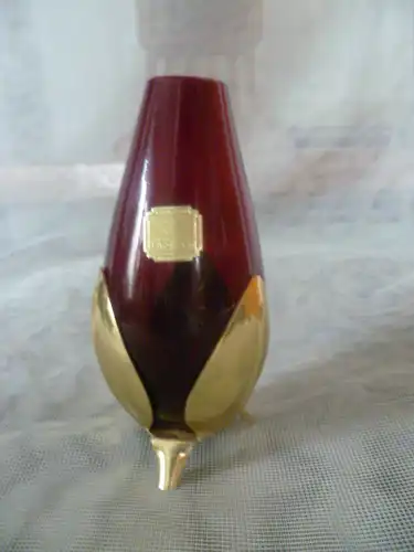 Sehr selten Rubinrote Glasvase  Miniatur Space Zylindrische Form gemarkt Foreign Etikett H: 11,5 cm Nierentisch Ära, Mid Century  50 Ära, 