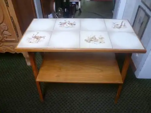 Mid-Century Cherrywood Plant Stand 1950s Kidney Shaped Side Table Vintage Orchids Flower Table German Retro Tapered Legs Artkunst24