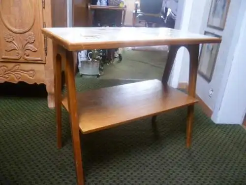 Orchideen Blumentisch Beistelltisch Kirschbaum  Nierentisch Ära der 50s 50er Jahre Design  Maße: 62 cm x 32 cm x 54cm