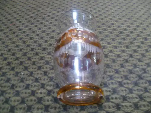 WMF Bernstein-klare Kristallglas Vase feines Schliffdekor 60-70s